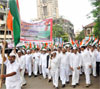 NCP.CONGRESS MUMBAI PRESIDENT NARENDRA VERMA  IN RALLY WITH MILL WORKERS .