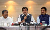 Central Minister Nitin Gadkari Press Conference at Shipping Corporation in India in Mumbai.