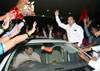 Swabhimaan Sanghatana President Nitesh Narayanrao Rane on arrival at Mumbai airport welcomed by Swabhimaani followers.