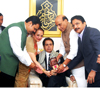 Union Home Minister Rajnath Singh honoured great Cine Star Dilip Kumar by "Padma Vibhushan" Award in Presence of Governor Ch.Vidyasagar Rao & Chief Minister Devendra Fadnavis in Mumbai.