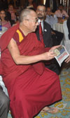 BUDDHIST SPIRITUAL & NOBEL PEACE LAUREATE DALAILAMAJI AT HOTEL TAJ PALACE MUMBAI.