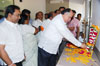 UNION MINISTER GURUDAS KAMAT PAYING TRIBUTE TO FATHER OF NATION MAHATMA GANDHI ON HIS DEATH ANNIVERSARY.