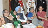 The President, Smt. Pratibha Devisingh Patil, the Prime Minister, Dr. Manmohan Singh,UPA Chair Person Sonia Gandhi at Rashtrapati Bhavan,