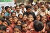 Chief Minister Ashok Chavan,Mumbai Congress President Kripa  Shankar Singh & Min.Nasim Khan Of School Children.