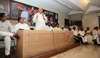 MUMBAI CONGRESS PRESIDENT PROF.JANARDAN CHANDURKAR & M.P. GURUDAS KAMAT IN EXECUTIVE MEETING AT RAJIV GANDHI BHAVAN AZAD MAIDAN.