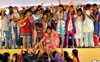 NCP PRESIDENT & UNION MINISTER SHARAD PAWAR IN NCP YUVATI MELAVA AT DEVGIRI COLLEGE AURANGABAD.