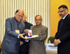 MP.& EX-Union Minister Gurudas Kamat is Awarded Gold Medal at the hands of President of India Pranab Mukherjee at Vigyan Bhavan New Delhi on Occasion Central Minister Sushilkumar Shinde.