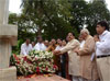 BJP.LEADERS AT AUGUST KRANTI MAIDAN PAYING TRIBUTE TO KRANTIVEER"S.