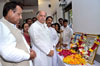 M.P.& EX UNION MINISTER GURUDAS KAMAT ON BIRTH ANNIVERSARY OF FATHER OF NATION MAHATMA GANDHI & LATE.PRIME MINISTER LAL BAHADUR SHASTRI PAYING TRIBUTE AT JUHU CHOWPATY & D.N.NAGAR ANDHERI .