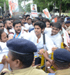 Mumbai Mahila Congress, Mumbai Pradesh Youth Congress and Mumbai NSUI have jointly Organised a Massive Morcha against BJP Sarkar  near Rangsharda, Bandra West.