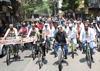 Mumbai Congress Protest Against Petrol-Diesel Price Hike by Cycle Rally From Race Course to Girgaon Chowpatty.