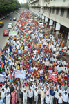 PRAKASH AMBEDKAR'S MAHARASHTRA LOKSHAHI AGHADI PROTEST RALLY IN MUMBAI.